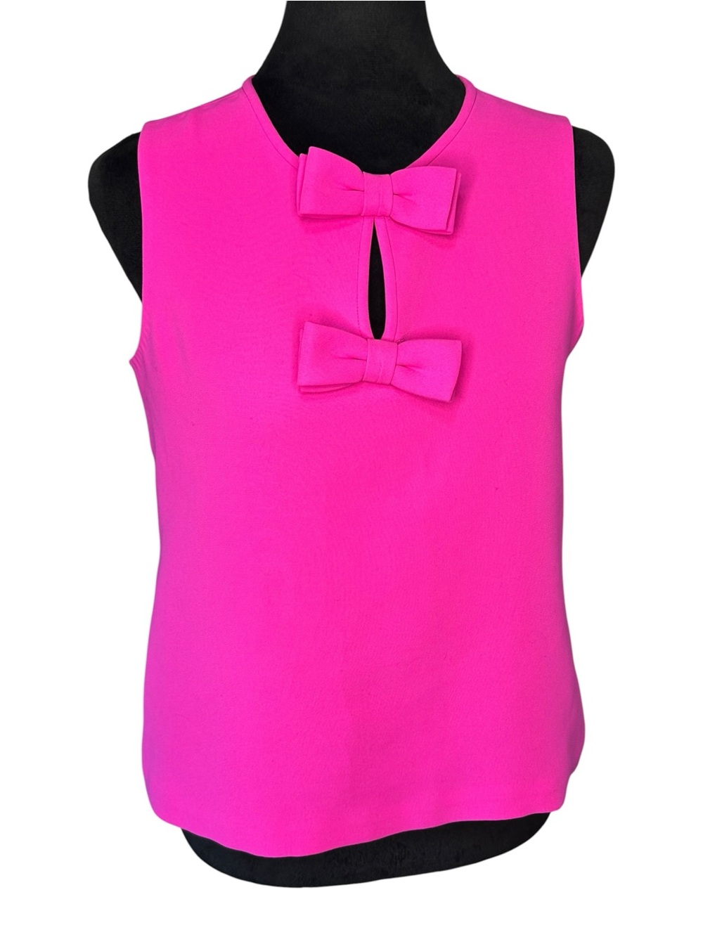 Kate Spade Go Fly A Kite Top Size 2 Hot Pink Double Bow Sleeveless Blouse